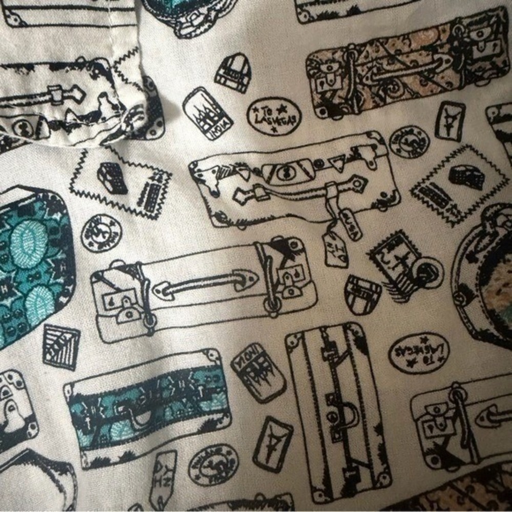 Style & Co Button Down Shirt Womens Medium Travel Print Tie Front Excellent - Picture 4 of 10